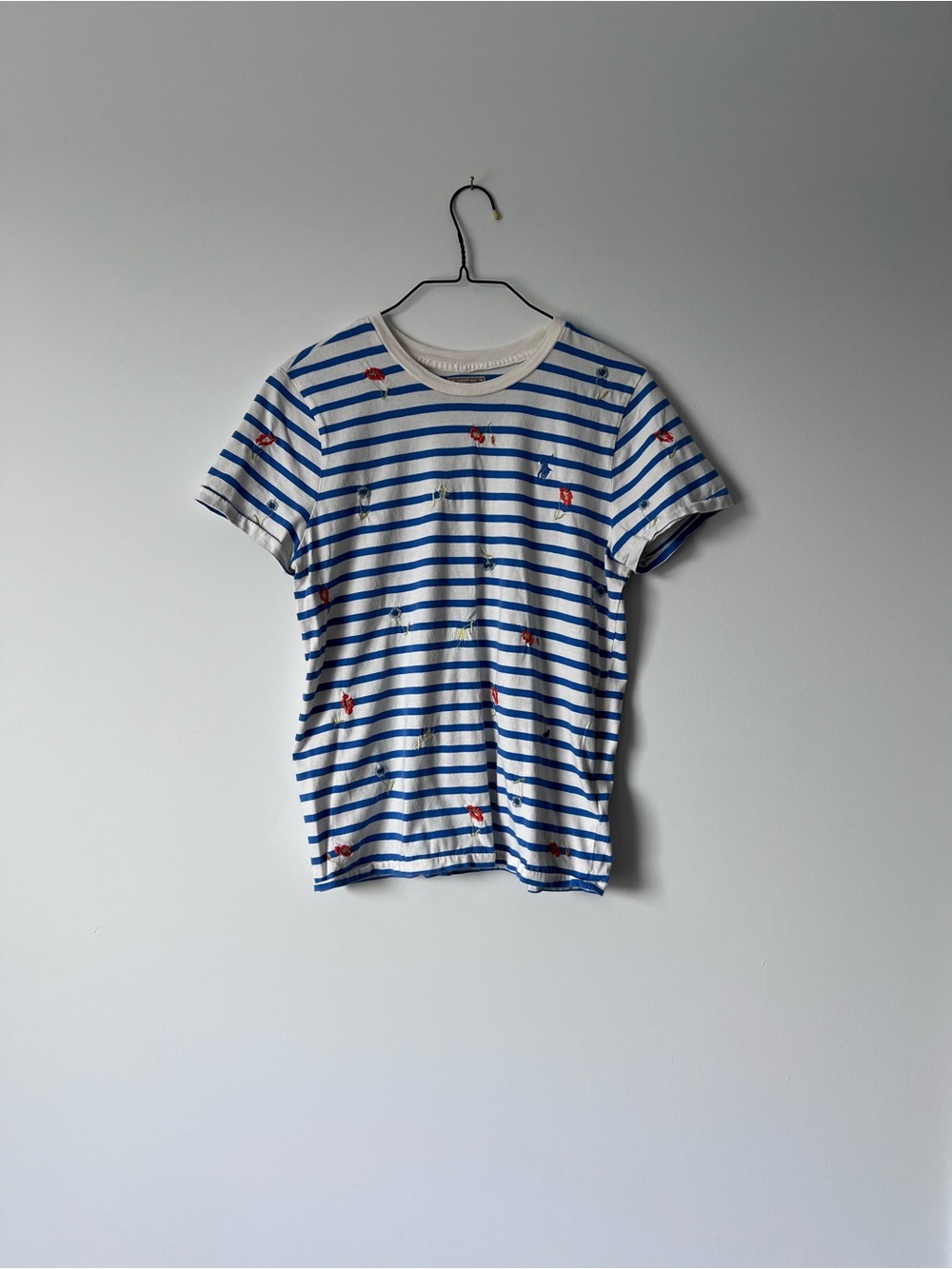Polo by Ralph Lauren Blue & White Striped Tee with Red Crab Motifs